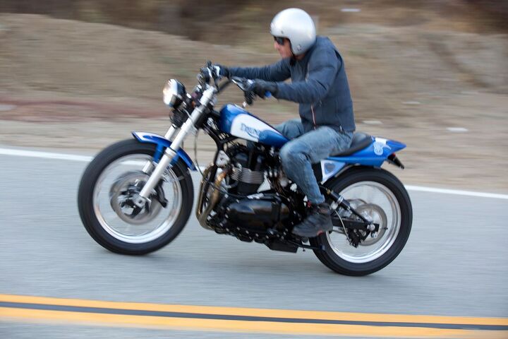 2013 bonneville performance street tracker review, An open riding position accommodates riders of various sizes