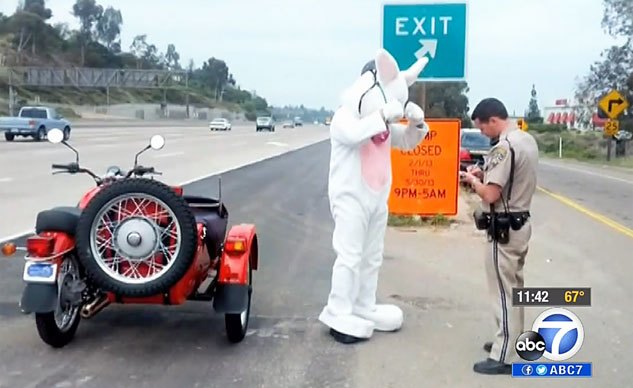 Weekend Awesome – Ural-Riding Easter Bunny Pulled Over by Cops