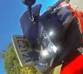 Weekend Awesome - Loose License Plate Impales Motorcycle