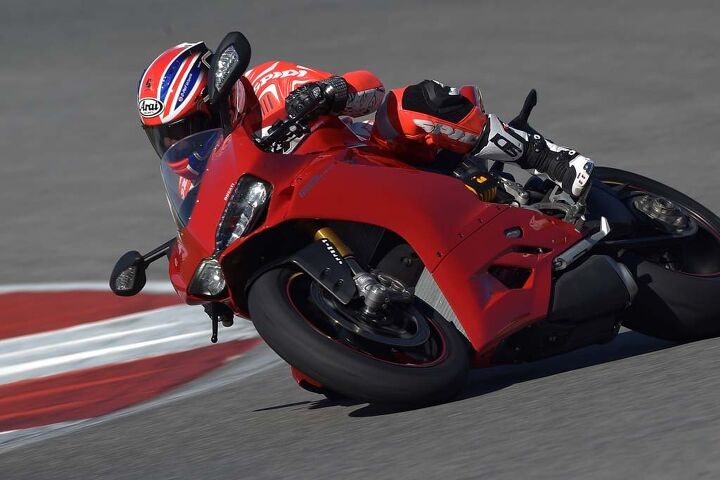 2015 ducati 1299 panigale first ride review video, The Panigale 1299 retains the phenomenally good Brembo M50 monoblock brake calipers and 330mm discs They deliver massive amounts of stopping power which can be doled out in fine increments My biggest complaint about the Panigale A sidestand nearly impossible to deploy while wearing heel armored race boots like these Sidi Mag 1s