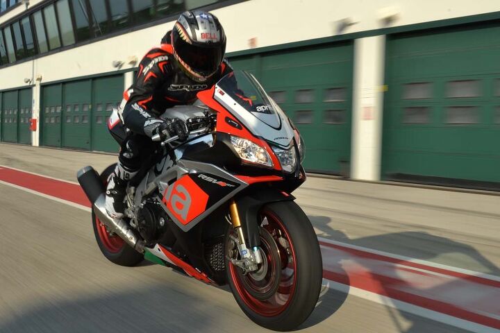 2016 aprilia rsv4 first ride review video, Unlike the Factory the RFs are limited in production to just 500 globally with a X 500 number applied to the triple clamp My fan club will want to keep an eye out for 20 upon which my butt sat for four invigorating sessions at Misano