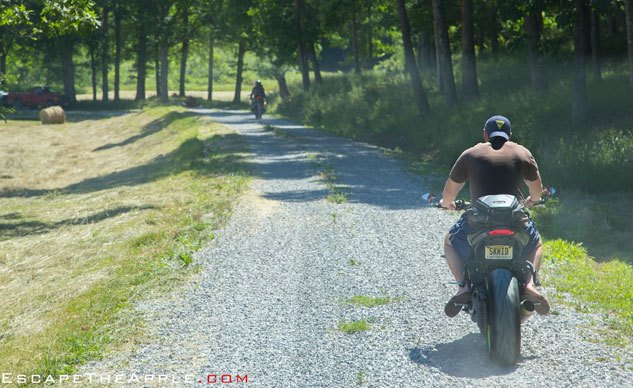 escape the apple part 2 video, The team squids through some dirt roads looking for a free biker campsite in Marion VA