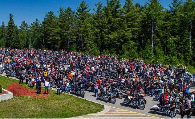 the bikers reunion is just like every other motorcycle rally except that it s not, This is less than half of all the bikes at the Temiskaming Hospital