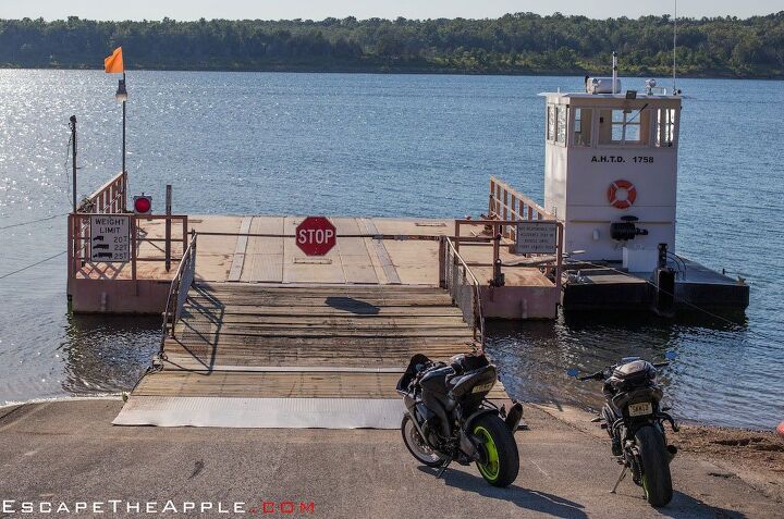escape the apple part 5 video, Awaiting the ferry between Arkansas and Missouri as we ride for the last time in the Ozarks