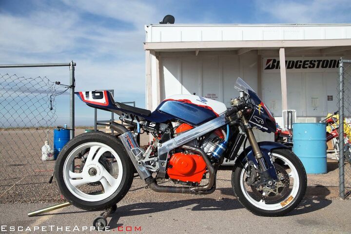 escape the apple part 6 video, Roger Heemsbergen s 650cc Honda Hawk GT that left our literbikes in the dust on his hometown track of Arroyo Seco Raceway