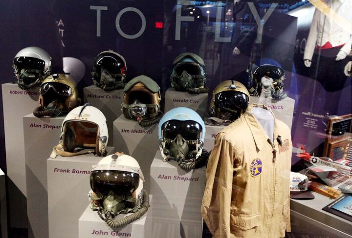 the wings tour 2014 leg three video, A collection of flight helmets from the early astronauts on display at the United States Astronaut Hall of Fame just down the road from the Kennedy Space Center All were military fighter pilots before joining NASA