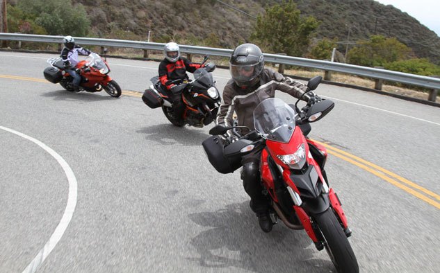 2013 middleweight sport touring shootout video, The Hyperstrada is in its element when unraveling a twisty road but it falls short as a well rounded sport touring bike