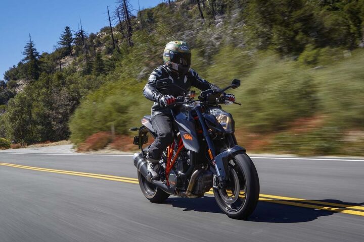 brutish v twin streetfighter comparo part 3 2014 ebr 1190sx vs 2014 ktm 1290 super, While it doesn t look it at first glance with some appropriate luggage the 1290 Super Duke R could be a viable sport touring rig Emphasis on sport