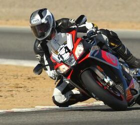 2015 six way superbike track shootout video, You so much as think about changing direction and the Aprilia will put you exactly where you want to go