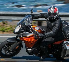 2015 ultimate sports adventure touring shootout, KTM s 1190 Adventure strikes a pleasing balance between over the road and off road adventuring It boasts more horsepower 124 hp than five bikes in this test has reasonable long haul wind protection and comfort and is impossible to beat in fast dirt sections
