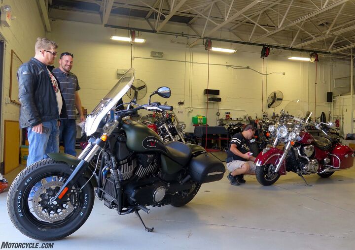 american iron bagger shootout, Sean couldn t wait to get on the Victory Gunner and Indian Springfield that Jason Delockery and American Heritage Motorcycles Highland Park IL so kindly hooked us up with