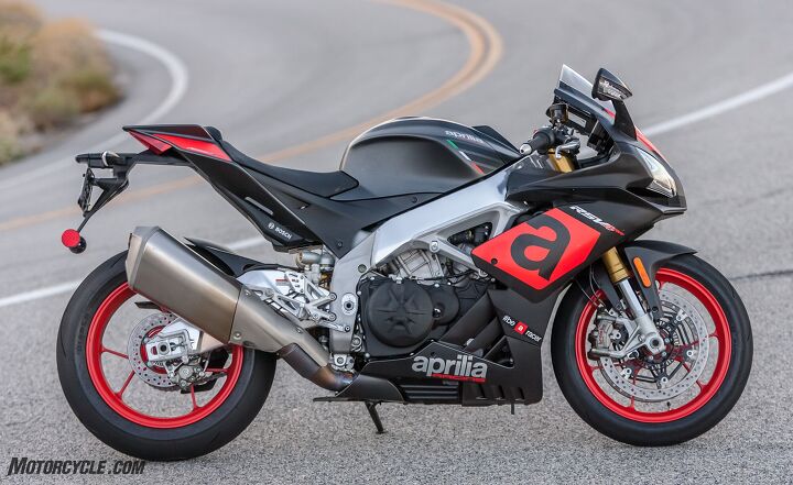 2017 superbike street shootout, The profile of the Aprilia RSV4 hasn t changed much since its introduction but the bike s performance has increased substantially For the ultimate expression of Aprilia s RSV4 look to the the RF model 23k or the exclusive FW GP version which if you can afford it would look wonderful parked next to your RC213V S