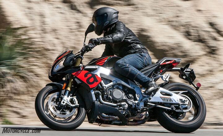 2017 supernaked streetfighter shootout, New Associate Editor Ryan Adams picked the Tuono V4 1100 RR as his favorite on both street and track but he might be a little biased as a current Tuono owner himself