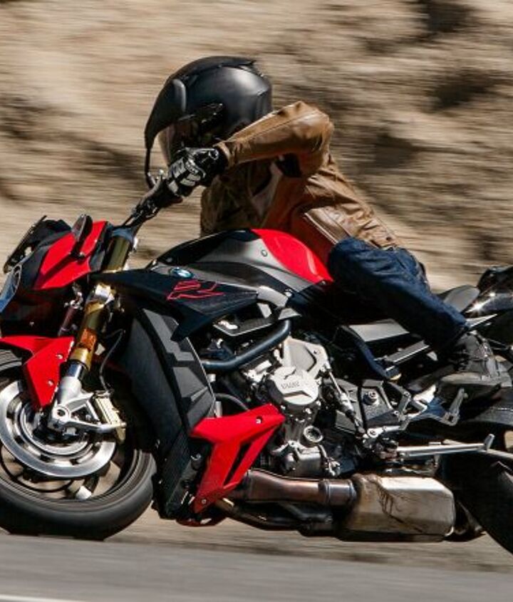 2017 supernaked streetfighter shootout, The BMW S1000R and its optional lightweight forged aluminum wheels is easily the lightest on the scales and also offers noticeably lighter steering in the canyons and on the racetrack Dynamically speaking it gave our first place bike a run for its money