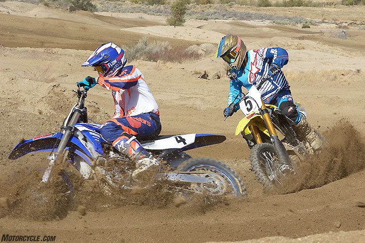 2018 450cc motocross shootout, Both the Yamaha YZ450F and the Suzuki RM Z450 are exceptional at carving corners