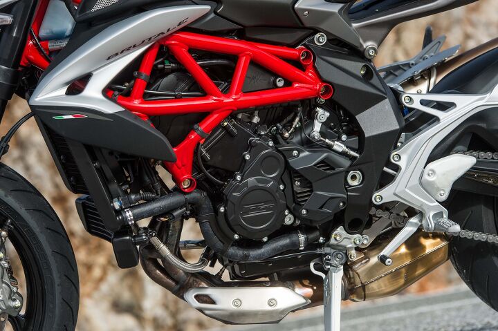 2016 mv agusta brutale 800 first ride review video, MV says there s 18 more torque in the low to middle rev range than the 15model and the same 61 2 lb ft peak torque as the Turismo Veloce but arriving 400 rpm lower 90 of max torque is happening at only 3800 rpm Max output is a claimed 116 hp at 11 500 rpm