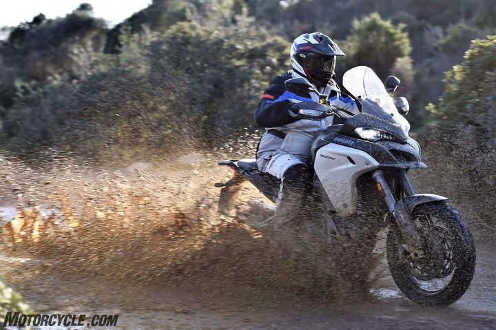 2016 ducati multistrada 1200 enduro first ride review, The big Twin big rider big curb weight and optional Pirelli Scorpion Rally tires all conspire for an abundance of traction even in mud Just don t stop