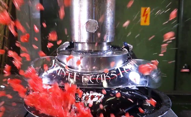 Weekend Awesome - Crushing an Engine and a Helmet With a Hydraulic Press
