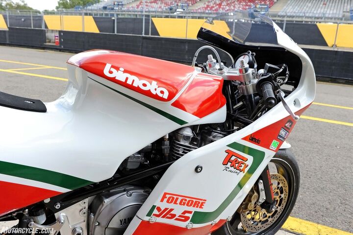 1987 bimota yb5 racer tested on track, Amazing bodywork by T Rex painted in Bimota colors