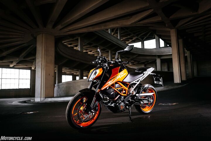 2017 ktm 390 duke review, The 390 Duke will look good at your moto hangout or in the incredible spiralling ramp system at Fiat s old car factory in Turin Italy opened in 1923 and retired in 1982