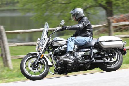 manufacturer 2012 yamaha v star 950 review 91278, The HardStreet saddlebags are stylish but extremely limited in their carrying capacity The Comfort Cruise seat was a little stiff for our tastes but we certainly liked the quick release windscreen