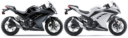 manufacturer kawasaki 2013 kawasaki ninja 300 preview 91424, In addition to the traditional Kawasaki Lime Green color scheme the Ninja 300 is also available in Ebony left and Pearl Stardust White