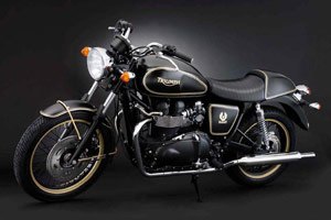 featured motorcycle brands, The gold trim on the Belstaff designed Triumph Bonneville accents the bike s shape