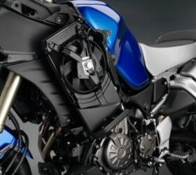 2012 yamaha super tenere review motorcycle com, A smallish radiator is mounted on the left side of the T n r It wasn t unusual to see the temperature gauge above 200 degrees and accompanied by a Buell like whirring fan noise