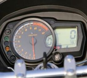 2011 suzuki gsx1250fa review motorcycle com, The digital window inside the analog tachometer is the gear indicator