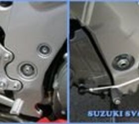manufacturer hyosung gt650 vs suzuki sv650 14284, The Hyosung s footpegs left look cheap but the adjustable bracket is a touch only expected on 16 000 bikes