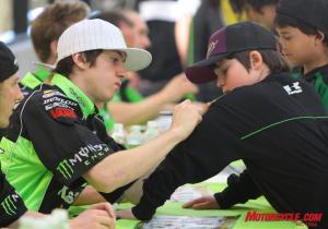 2010 kawasaki supercross and off road team announcement, Following the team introductions fans lined up to gather a fresh new set of autographs from the attending riders