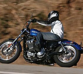 2010 harley davidson sportster 883 low review motorcycle com, The Sportster 883 Low impressed us by providing an elemental Harley experience at a reasonable price A lack of cornering clearance is our major gripe