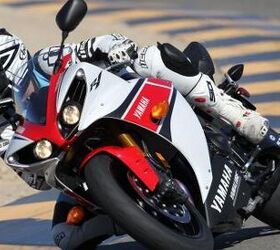 2012 yamaha yzf r1 review video motorcycle com, At 454 pounds the R1 is still one of the heavier literbikes on the market But that doesn t take away from its fun factor