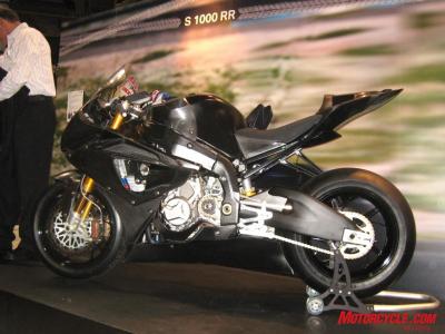 2008 los angeles international motorcycle show, Here s our first close look at BMW s upcoming S1000RR seen here in its racebike prototype form that will enter World Superbike competition in 2009 A production version is slated to hit dealers late in 09
