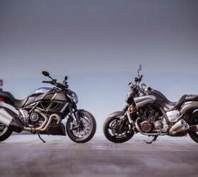 2012 ducati diavel cromo vs star vmax video motorcycle com, There s only one VMAX 19 990 while the Diavel comes in four guises standard 17 495 Cromo 18 995 Carbon 19 995 and the AMG model 26 495