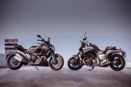 2012 ducati diavel cromo vs star vmax video motorcycle com, There s only one VMAX 19 990 while the Diavel comes in four guises standard 17 495 Cromo 18 995 Carbon 19 995 and the AMG model 26 495