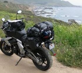 2010 kawasaki versys review motorcycle com, All dressed up and everywhere to go The Versys was back in black posed momentarily heading the wrong way alongside the beautiful Pacific on the road just south of Big Sur