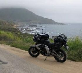 2010 kawasaki versys review motorcycle com, Loaded with enough weight to feel like a passenger was on board we cranked rear spring preload up high and the bike worked predictably while twisting up the fine ribbon of asphalt along the way to Big Sur Monterey and beyond