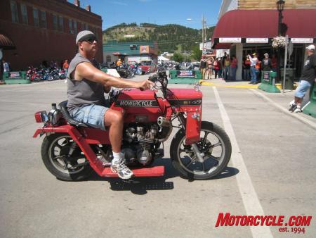 2010 sturgis rally report, Harleys make up about 90 of the bikes at Sturgis but to stand out in a crowd you can t do much better than riding a Mowercycle