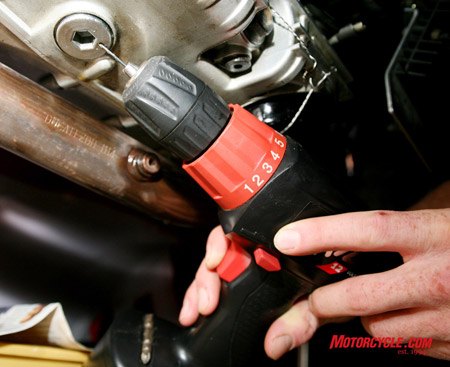 motorcycle com, Take care when drilling bolts on the engine making sure not to drill into oil passages or engine cases