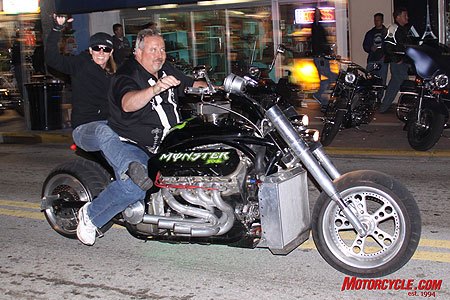 2009 daytona bike week report, A Monster indeed That s a big block Chevy V8 with open headers in this Goliath