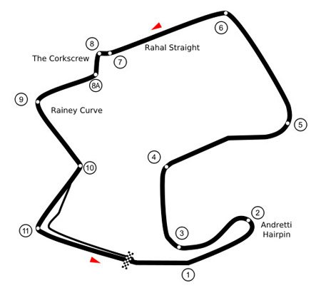 racing at laguna seca, The 2 238 mile Laguna Seca course features 11 turns and several changes in elevation