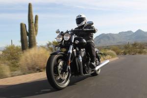 2011 triumph thunderbird storm review, The open roads of Arizona are where a bike like the Storm is free to stretch its legs Note the twin headlight design inspired directly from the iconic Speed Triple