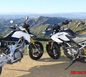 2010 aprilia dorsoduro 750 vs ducati hypermotard 796 motorcycle com, Whether bopping through urbanscapes or seeking out twisted mountain roads the Dorsoduro 750 and Hypermotard 796 are at home in either environment