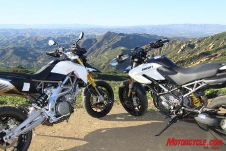 2010 aprilia dorsoduro 750 vs ducati hypermotard 796 motorcycle com, Whether bopping through urbanscapes or seeking out twisted mountain roads the Dorsoduro 750 and Hypermotard 796 are at home in either environment