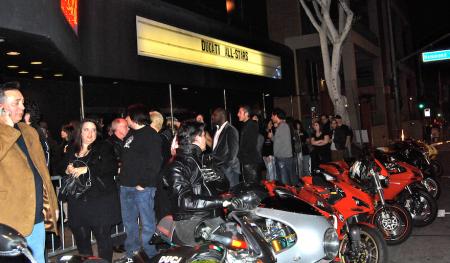 ducati all stars concert, Fans lined up on Sunset Boulevard for a chance to see a band of rockers who all ride Ducatis