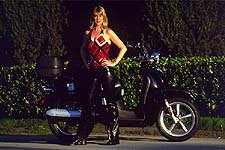 2001 aprilia scarabeo 150 motorcycle com, Model and Scarabeo 150 basking in the late afternoon Italian well Studio City CA sun
