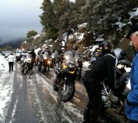 2010 bmw r1200gs and gs adventure review motorcycle com, Despite the GS s ability to traverse all manner of terrain a simple snow storm in Yosemite had the local constabulary digging in his heels refusing a large party of GS bikes to pass through We fought the law and the law won Image by author