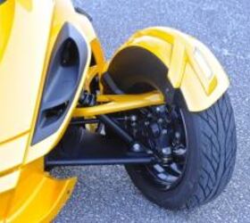 2013 can am spyder st s roadster review motorcycle com, Larger wheels Brembo brakes stiffer suspension and a reinforced frame add up to a better performing Spyder