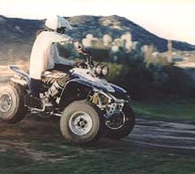 1997 yamaha warrior motorcycle com, Associate Editor Billy Bartels showing some daylight under the right rear